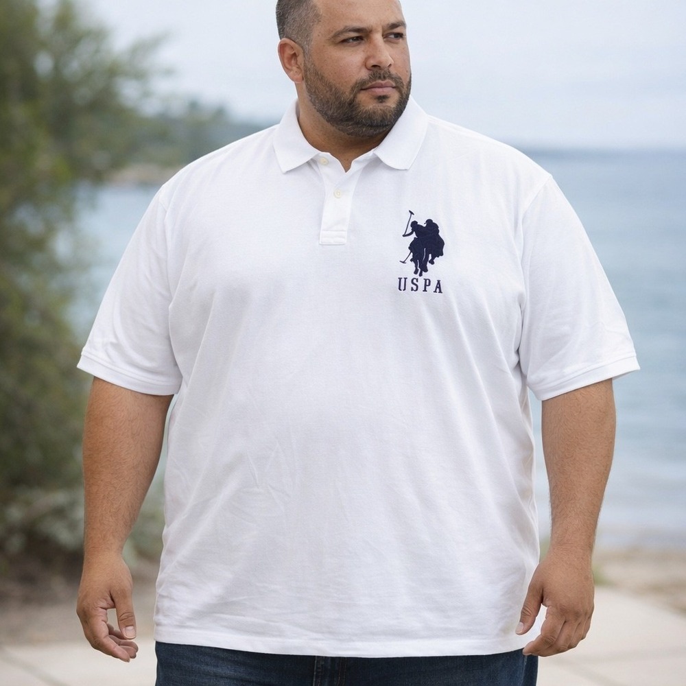 U.S. Polo Assn‎ Shirt Mens 3X White Cotton Classic Pique Logo Preppy Big & Tall